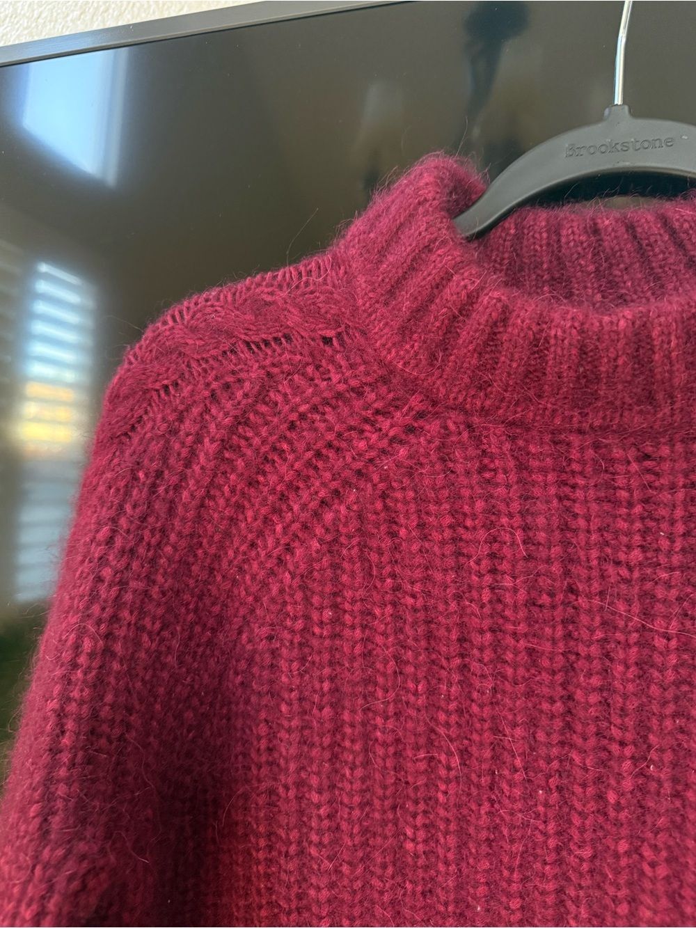 AYR The Spark Mock Neck Maroon Chunky Knit Sweater - Picture 4 of 10